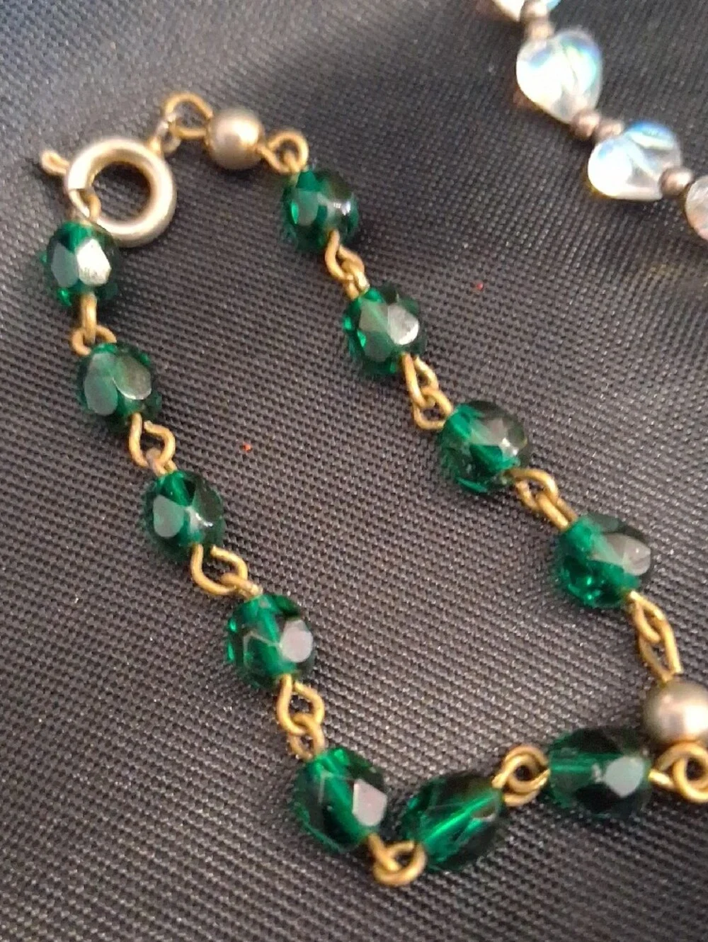 Heart Bead Silver-Tone Bracelet - Iridescent Hearts